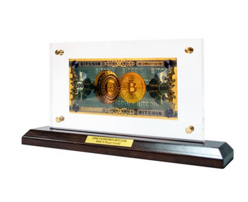 Банкнота подарочная ONE HUNDRED BITCOIN (биткоинов) на подставке