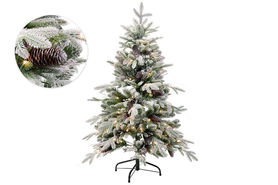 Елка новогодняя искусственная заснеженная Зимние шишки с LED подсветкой 120 см