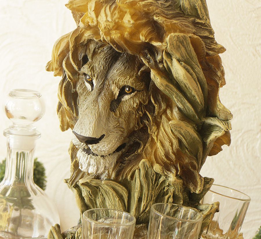 Штоф со стопками "Голова льва". Подарок мужчине льву