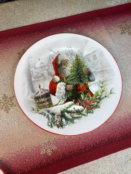 Набор новогодних фарфоровых тарелок Санта 25 см 6 шт