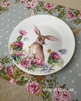 Тарілка Керамічна Кролики 21 См 358-972. Пасхальний Посуд
