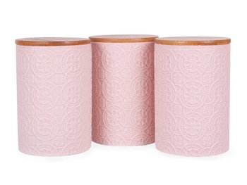 Набор из 3 розовых банок для сыпучих 940-213