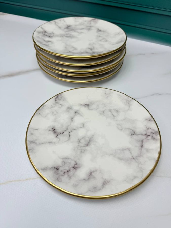 Набір тарілок 12 шт Marble (6 шт 26 см + 6 шт 19 см), Турецька Кераміка