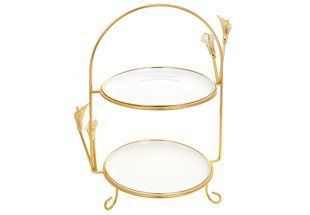 Етажерка біла фарфорова Calla Gold