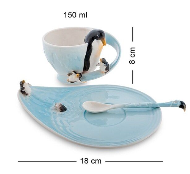 Фарфоровая чайная пара Пингвины Pavone 150 мл FM- 01/29