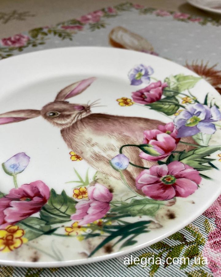 Набор из 6 керамических тарелок Пасхальные Кролики 21 см 358-972-6
