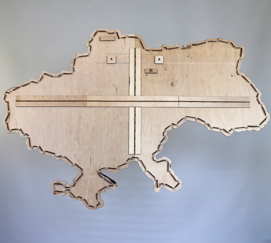 Карта України 3D Об'Ємна Дерев'яна з Підсвічуванням 143*100 См