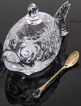 Икорница стеклянная с ложкой Золотая рыбка 355-004