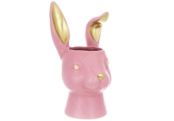 Ваза Кролик розовая керамическая 733-587. Пасхальный декор