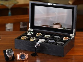 Шкатулка для часов деревянная на 10 отделений Rothenschild RS-808-10-BBVM