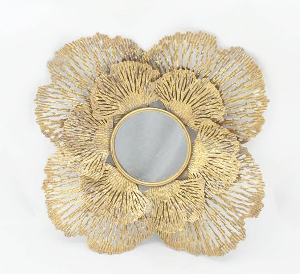 Настенный металлический декор Цветок с зеркалом 81374