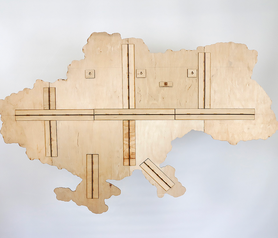 Карта України 3D Об'Ємна Багатошарова Дерев'яна 143*100 См