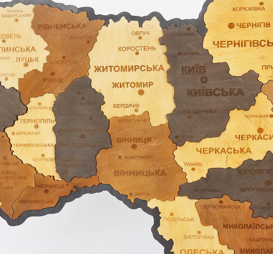 Карта України 3D Об'Ємна Багатошарова Дерев'яна 143*100 См